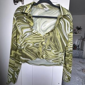 Garage Sheer Button Up Long Sleeve